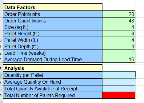 Please use Excel to calculate missing fields