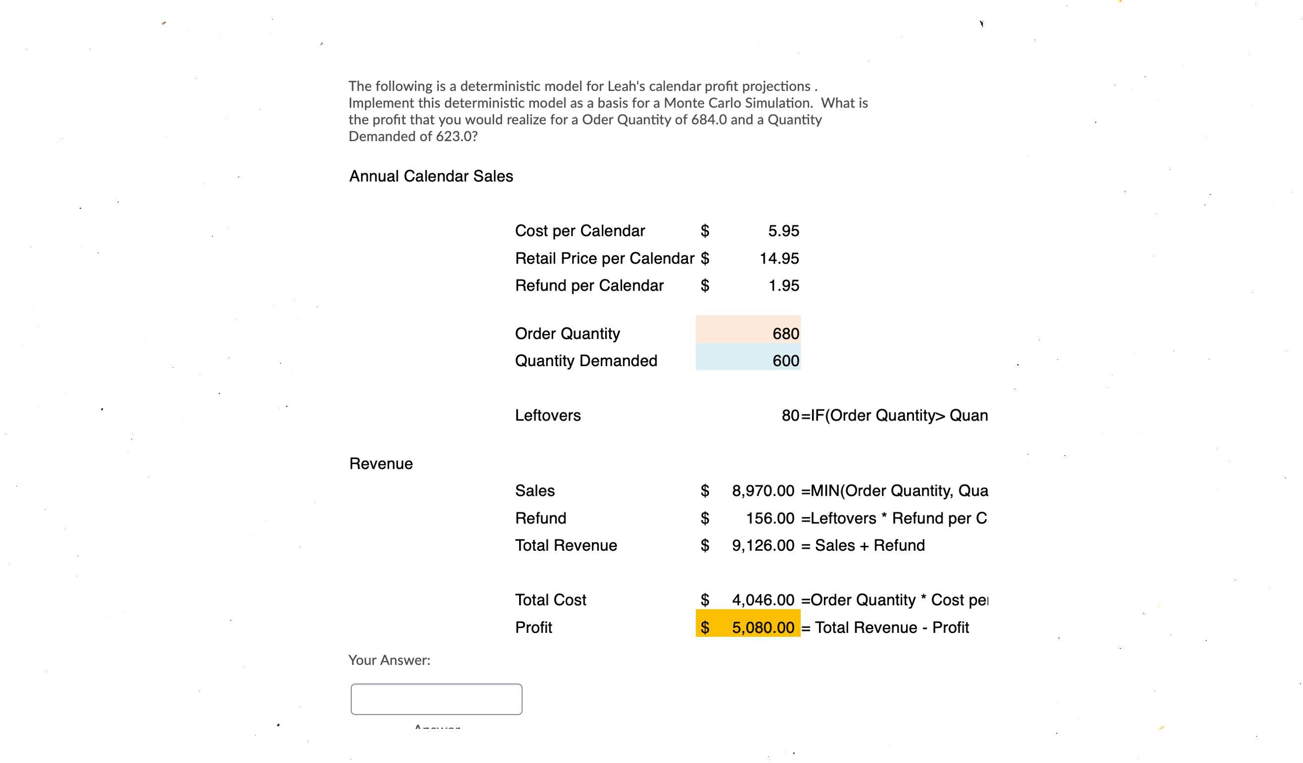 Order Quantity> Quantity Demanded, Order Quantity