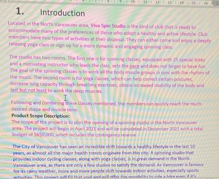 You need to make a Project charter based on the