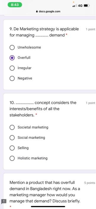 8:43 14G docs.google.com 1 point 9. De Marketing