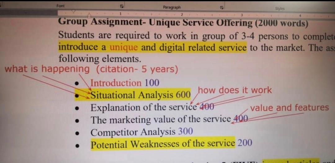 Unique service offering (2000) - Students are
