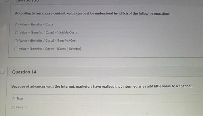 14 According to our course content, value can