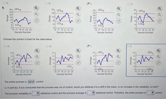 letter C please Choose the correct x-chart for