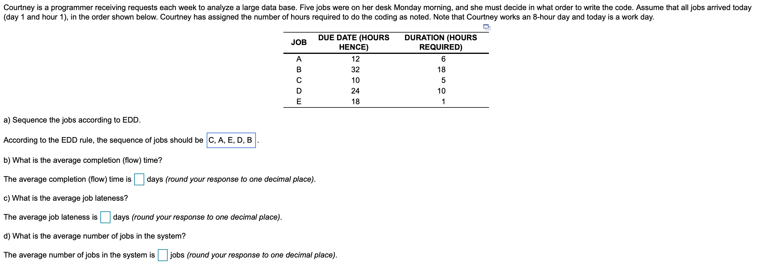 Courtney is a programmer receiving requests each