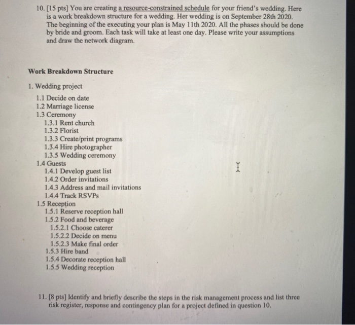 10. (15 pts) You are creating a