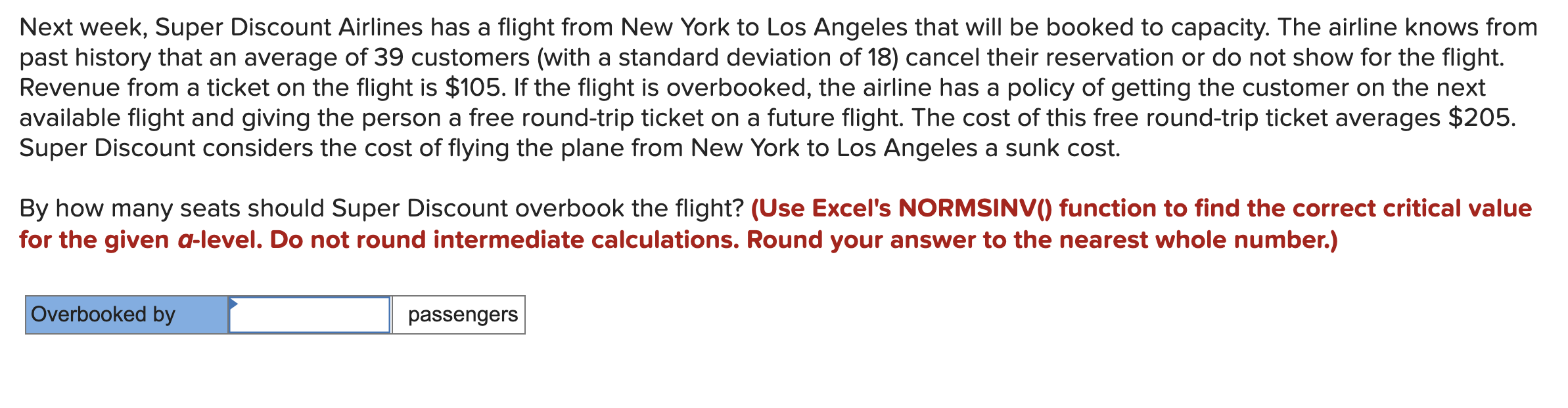 Next week, Super Discount Airlines has a flight