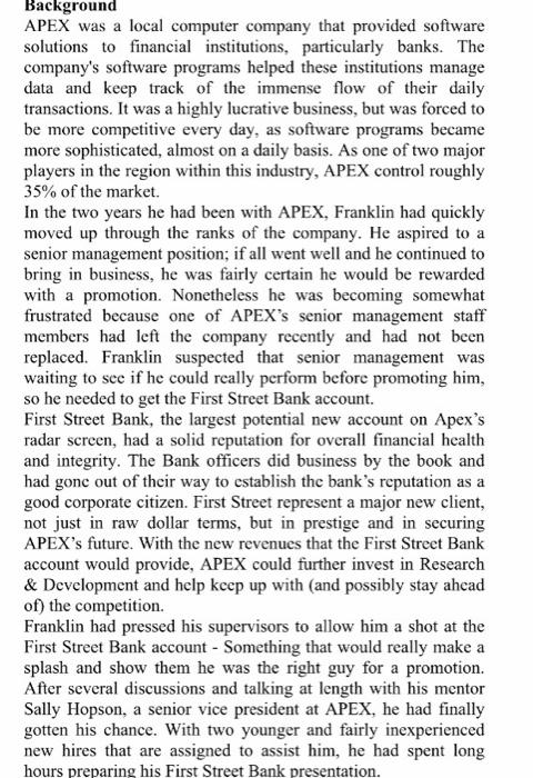 Background APEX was a local computer company that