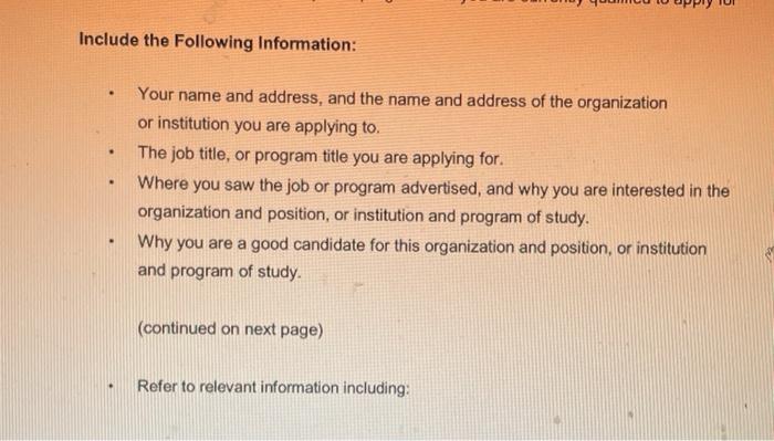 Instructions: . Complete a One Page Application