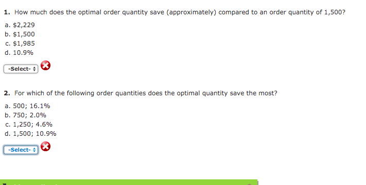 EOQ and Non-optimal Quantities Conceptual