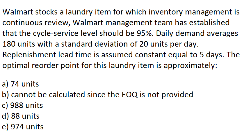 Walmart stocks a laundry item for which inventory