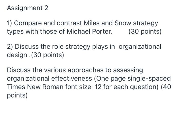 Assignment 2 1) Compare and contrast Miles and