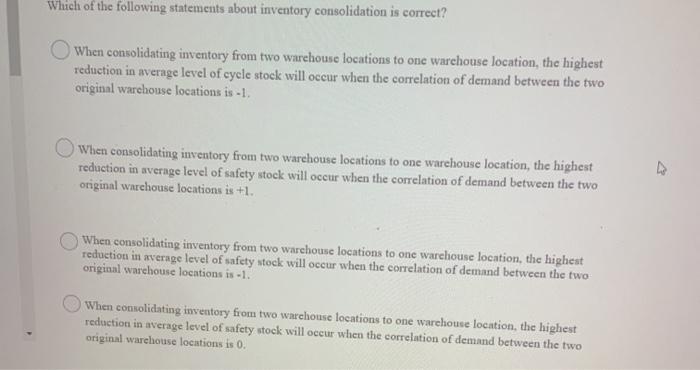 Which of the following statements about inventory