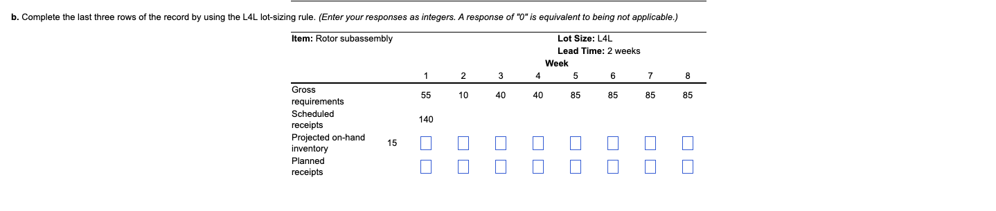 b. Complete the last three rows of the record by