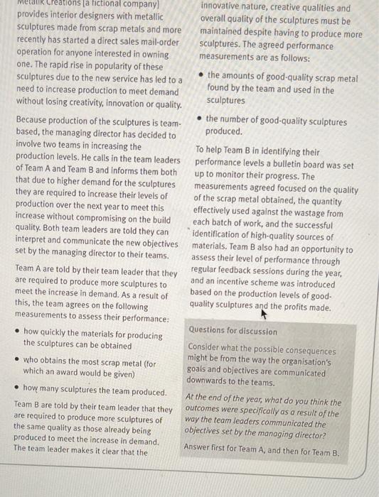 answer the question for discussion Creations a