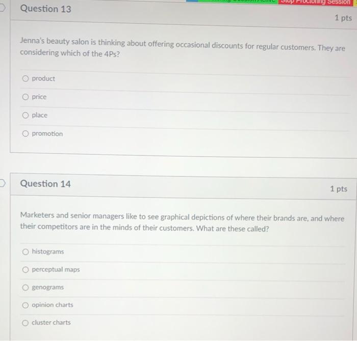 SESSION Question 13 1 pts Jenna's beauty salon is