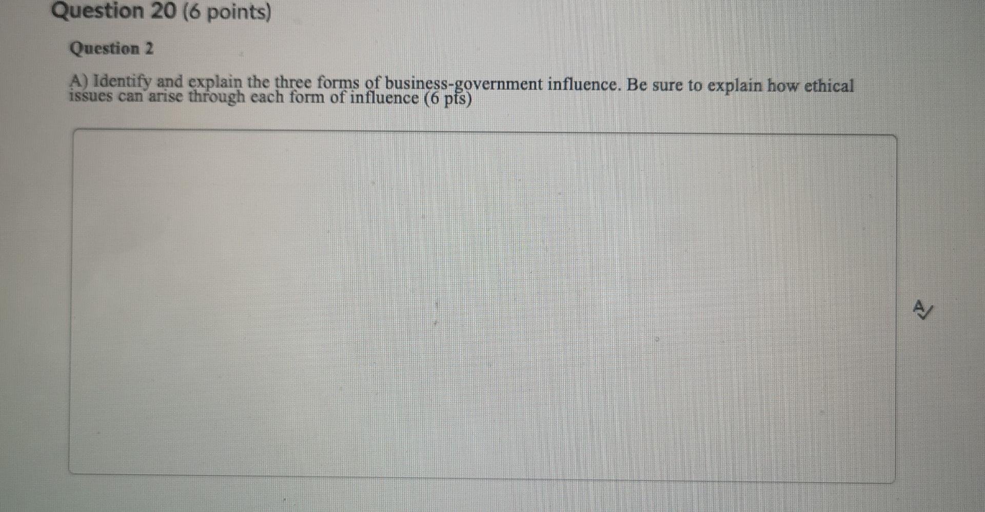Question 20 (6 points) Question 2 A) Identify and