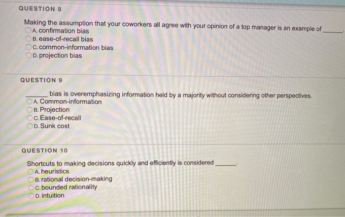 QUESTIONS Making the assumption that your