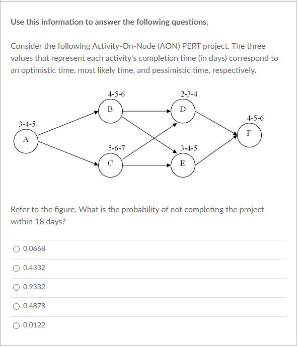 Use this information to answer the following