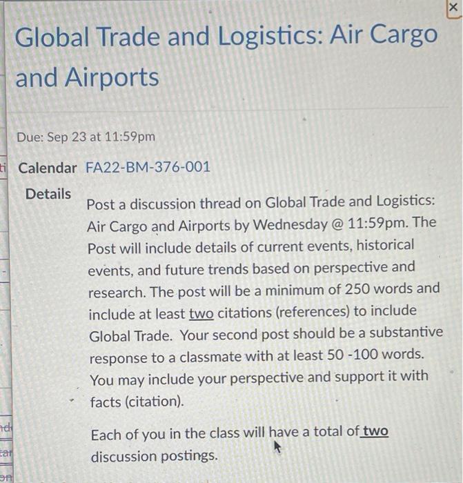 Global Trade and Logistics: Air Cargo and