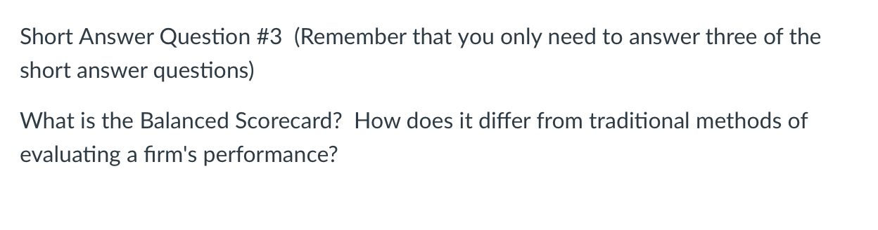 Short Answer Question #3 (Remember that you only