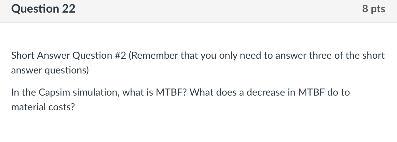 Short Answer Question #3 (Remember that you only