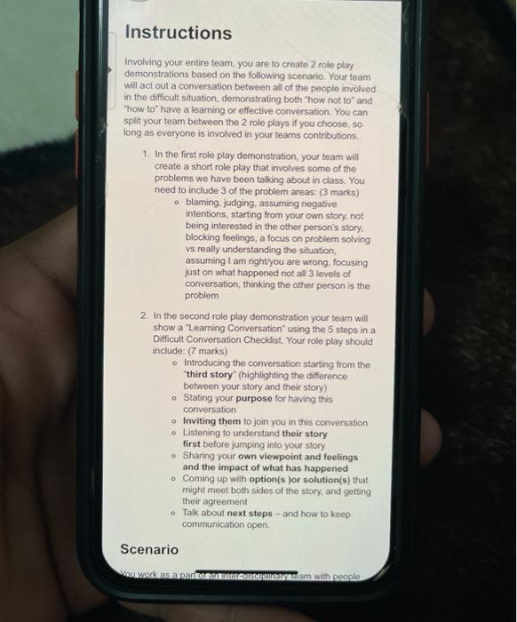 Instructions Involving your entire team, you are