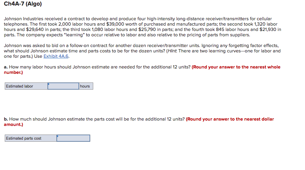 Ch4A-7 (Algo) Johnson Industries received a