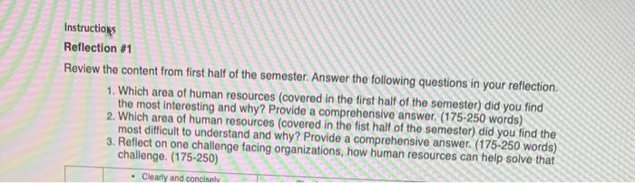 Instructious Reflection #1 Review the content