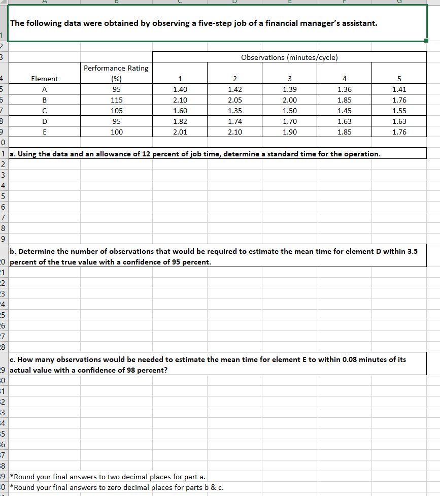 Please include excel formulas so that I