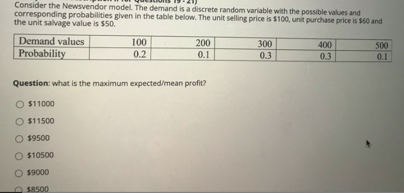 Consider the Newsvendor model. The demand is a