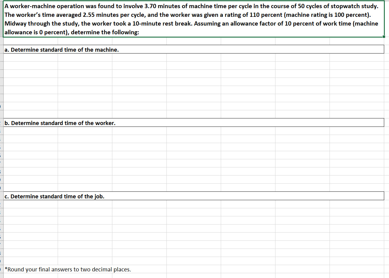 Please include excel formulas so that I