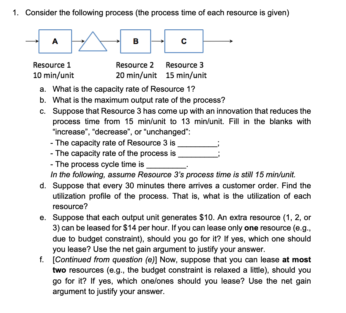1. Consider the following process (the process