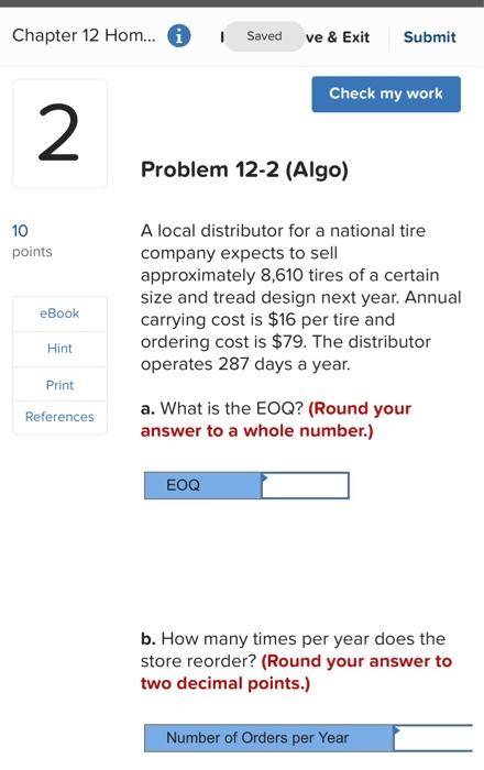 Chapter 12 Hom... 0 Saved ve & Exit Submit Check