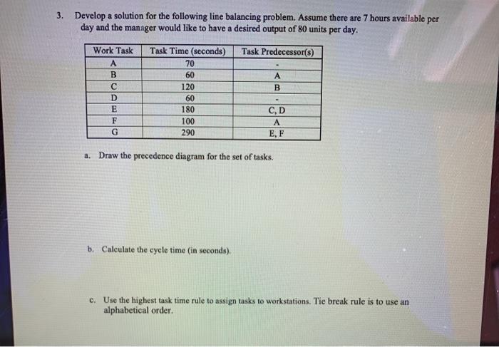 3. Develop a solution for the following line