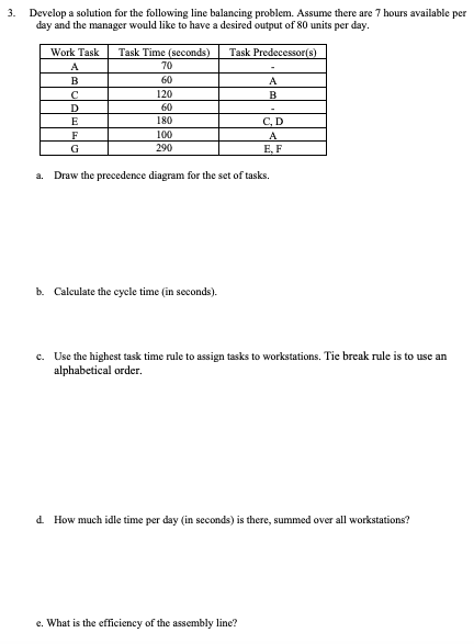 3. Develop a solution for the following line