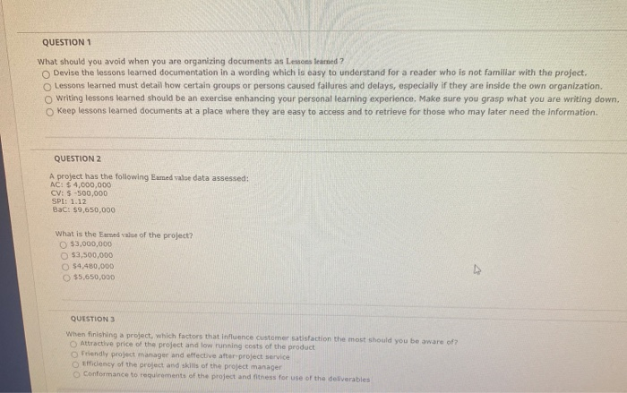 QUESTION 1 What should you avoid when you are