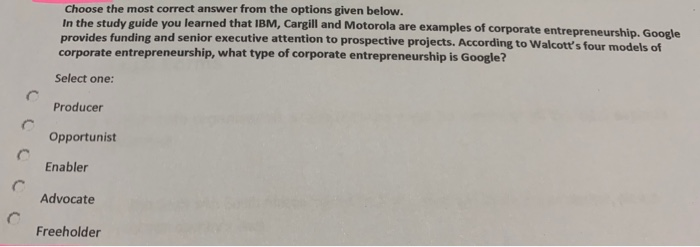 Choose the most correct answer from the options