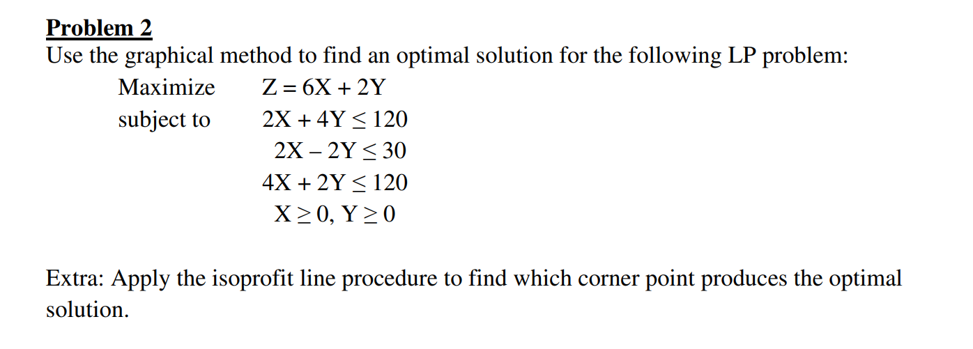 Problem 2 Use the graphical method to find an