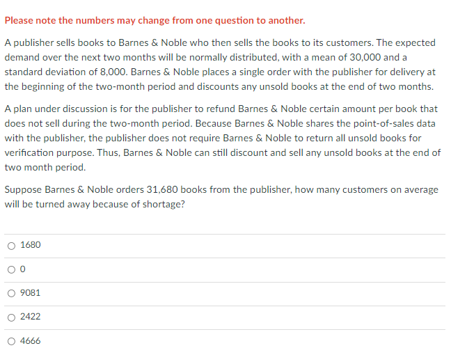 Please note the numbers may change from one