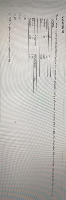 QUESTION 30 Shown below is a portion of a