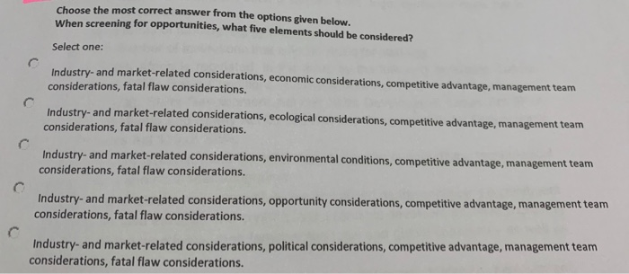 Choose the most correct answer from the options