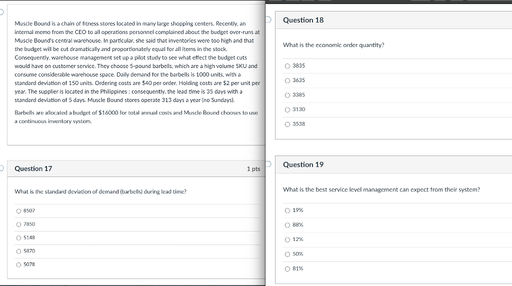 D Question 18 What is the economic order