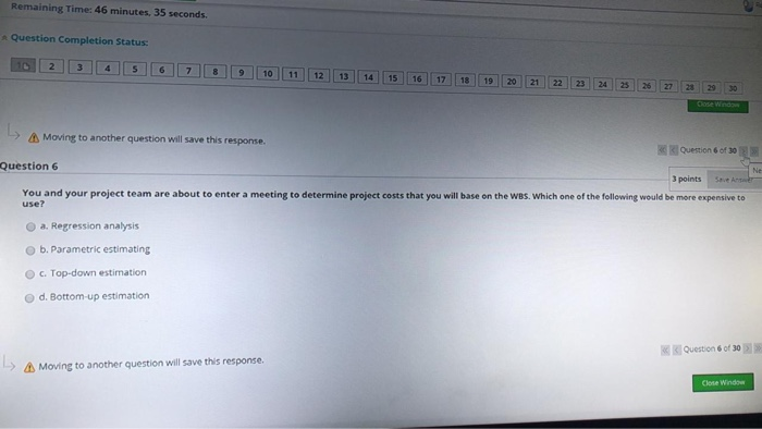 Remaining Time: 46 minutes. 35 seconds. Question