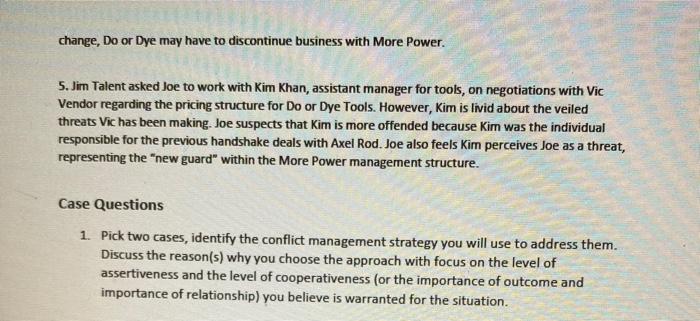 Case: Choosing Your Approach to resolving