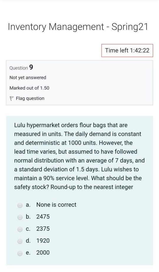 Inventory Management - Spring21 Time left 1:42:22