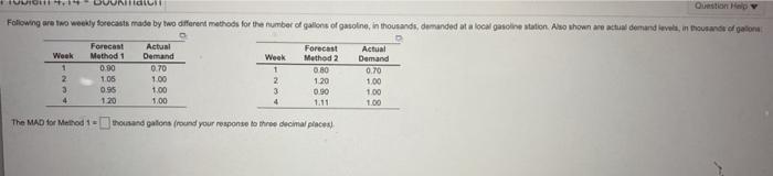 MAD for method 1 and 2 Audi DUUNIT Question Help