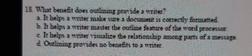 18. What benefit does outlining pro: ide a emiter
