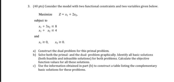 3. (40 pts) Consider the model with two