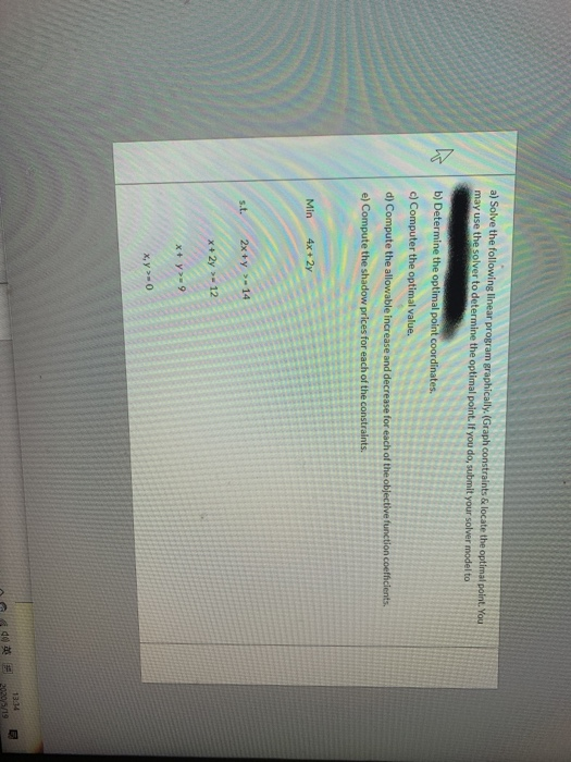 a) Solve the following linear program