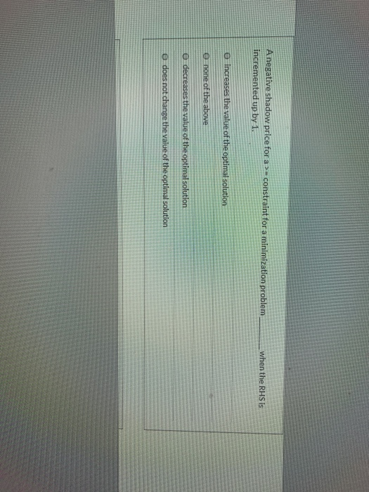 A negative shadow price for a  style=